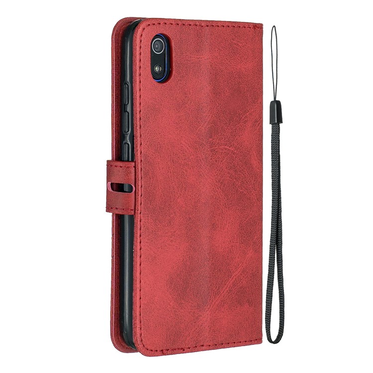 Portefeuille En Cuir PU Couvrant Pour Xiaomi Redmi 7a - Rouge-3