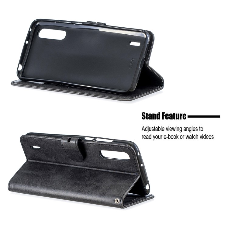 Wallet Leather Phone Cover Shell with Stand for Xiaomi Mi 9 Lite/ Mi CC9/ Mi CC9 Meitu Edition - Black-6