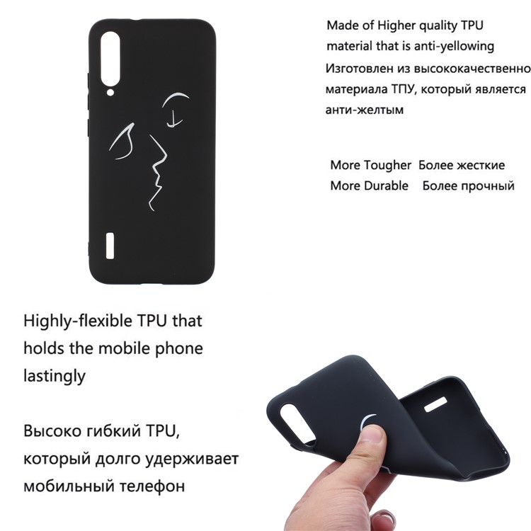 Matte Pattern Printing TPU Protection Phone Shell Covering for Xiaomi Mi CC9e / Mi A3 - Abstract Face-4