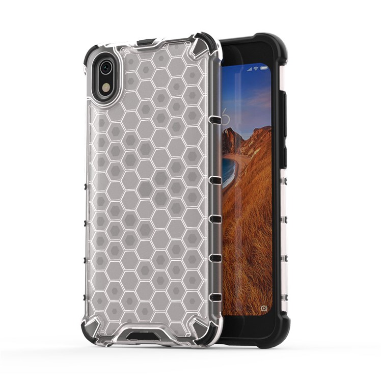 Honeycomb Pattern TPU + PC Hybrid Shock-proof Phone Casing for Xiaomi Redmi 7A - White-1