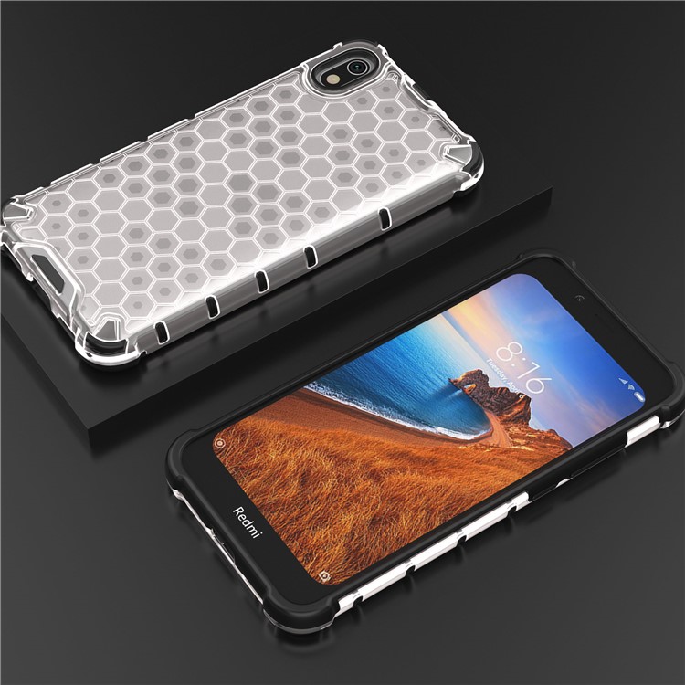 Honeycomb Pattern TPU + PC Hybrid Shock-proof Phone Casing for Xiaomi Redmi 7A - White-10