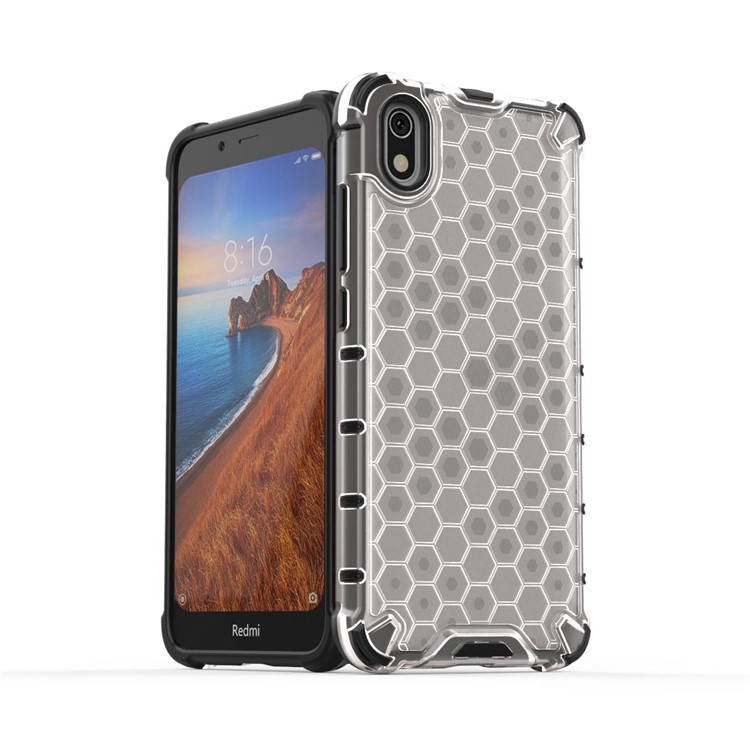 Honeycomb Pattern TPU + PC Hybrid Shock-proof Phone Casing for Xiaomi Redmi 7A - White-2