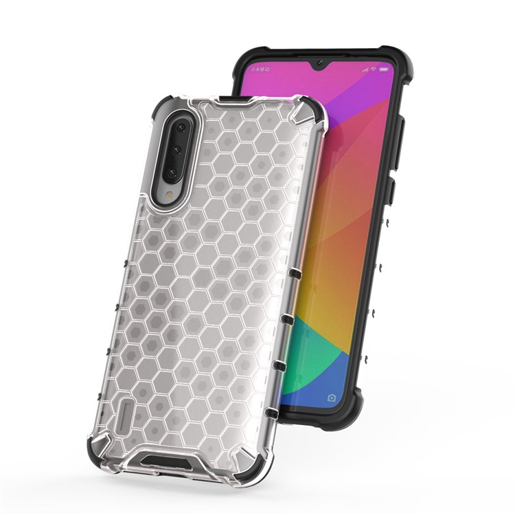 Honeycomb Pattern Shock-proof TPU + PC Hybrid Phone Protective Case Cover for Xiaomi Mi CC9e / Mi A3 - White-9