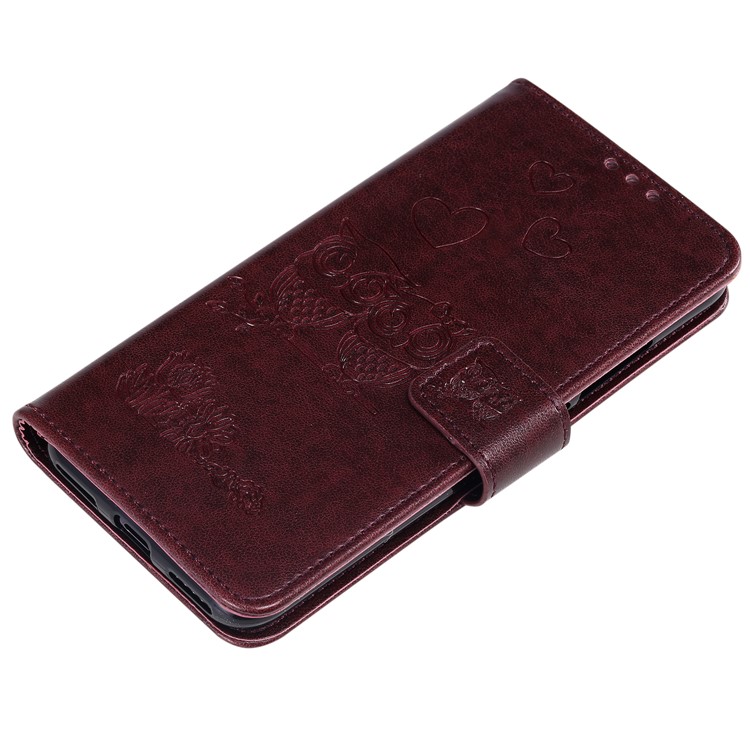 Imprint Owls Pattern Wallet Stand Leather Protective Case for Xiaomi Mi CC9e/Mi A3 - Brown-5