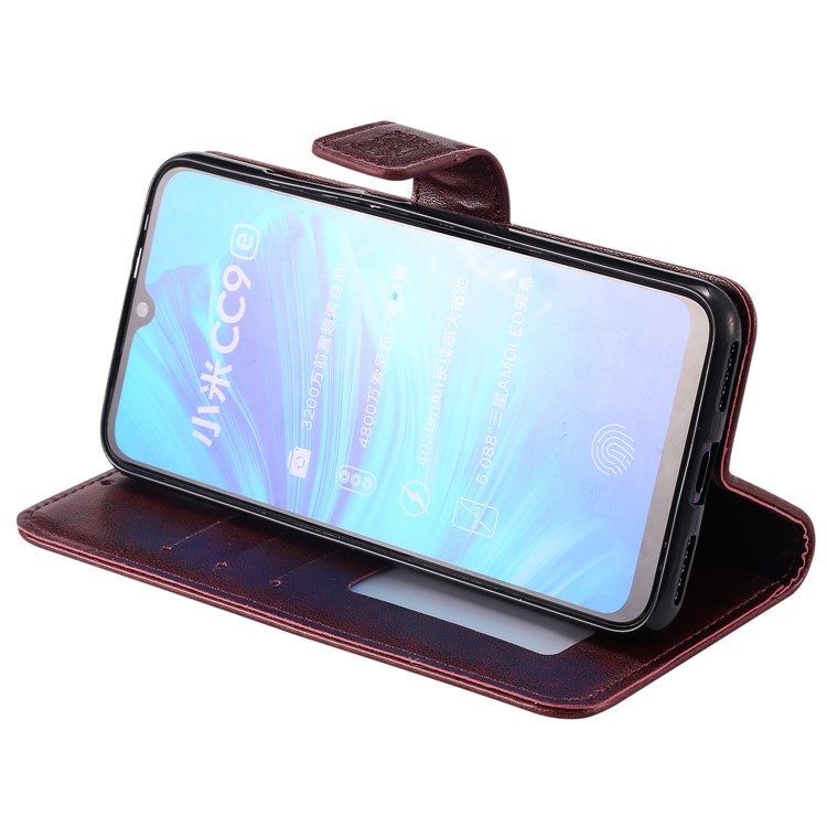 Imprint Owls Pattern Wallet Stand Leather Protective Case for Xiaomi Mi CC9e/Mi A3 - Brown-7