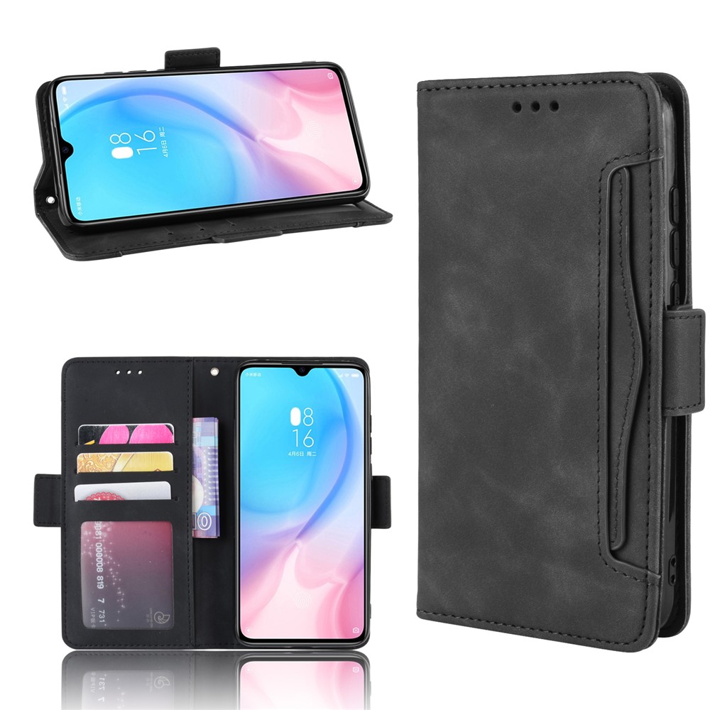 Brieftasche Lederständer Telefongehäuse Mit Mehreren Kartenschlitzen Für Xiaomi Mi 9 - Schwarz