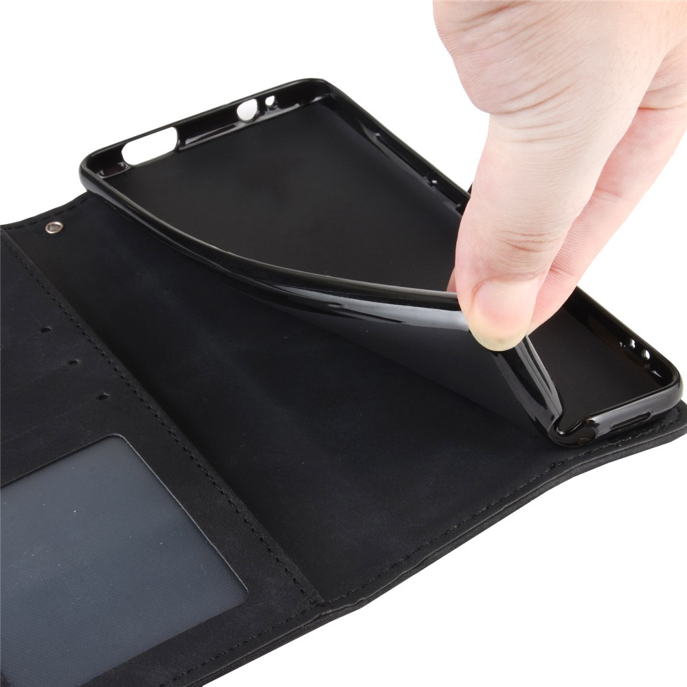 Carcasa Del Teléfono de Cuero de Cuero Con Múltiples Ranuras Para Tarjetas Para Xiaomi Mi 9 - Negro