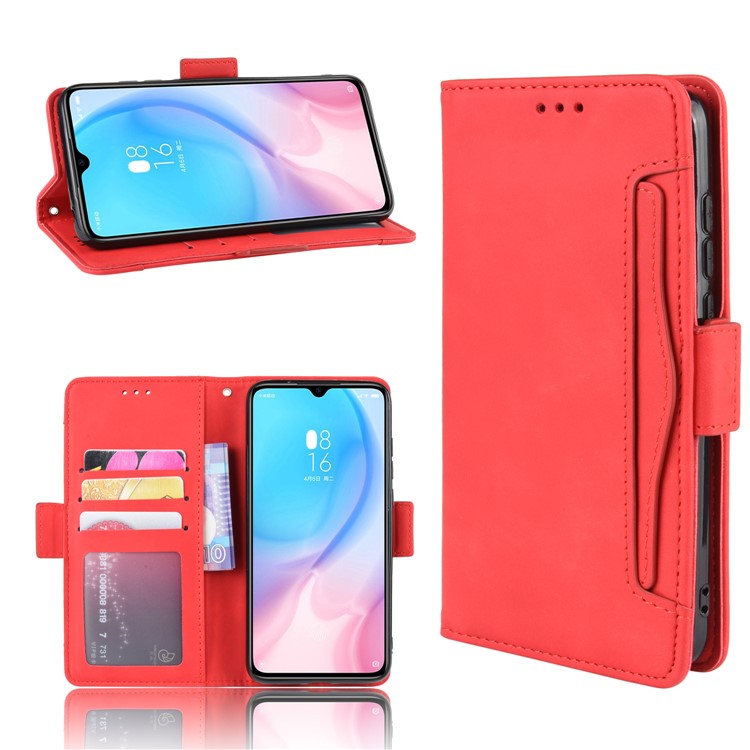 Wallet Leather Stand Phone Casing with Multiple Card Slots for Xiaomi Mi 9 - Red-1