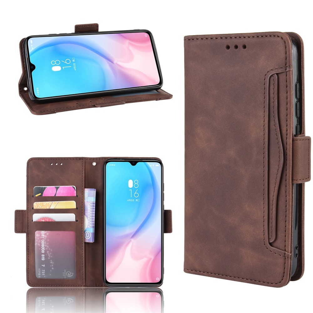 Wallet Leather Stand Phone Casing with Multiple Card Slots for Xiaomi Mi 9 - Brown-1