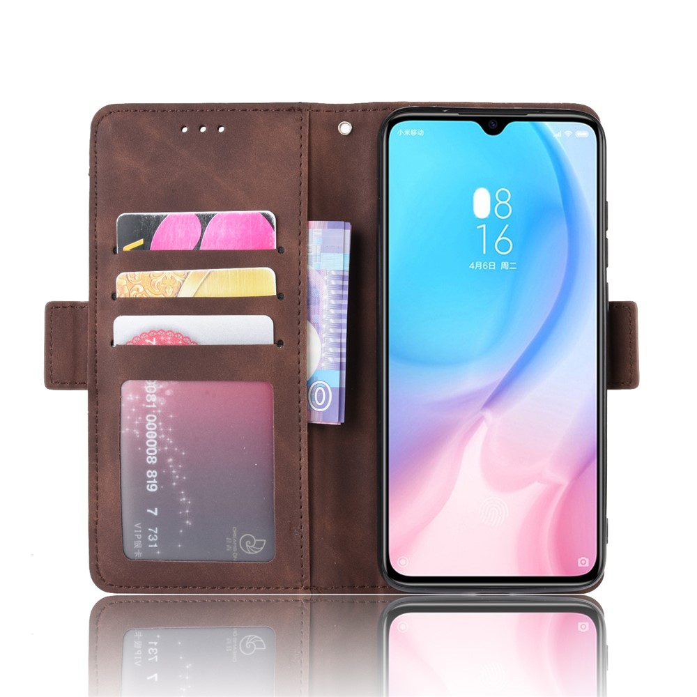 Wallet Leather Stand Phone Casing with Multiple Card Slots for Xiaomi Mi 9 - Brown-7