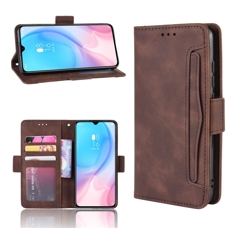 Wallet Stand Leather Phone Casing with Multiple Card Slots for Xiaomi Mi CC9e/Mi A3 - Brown-1