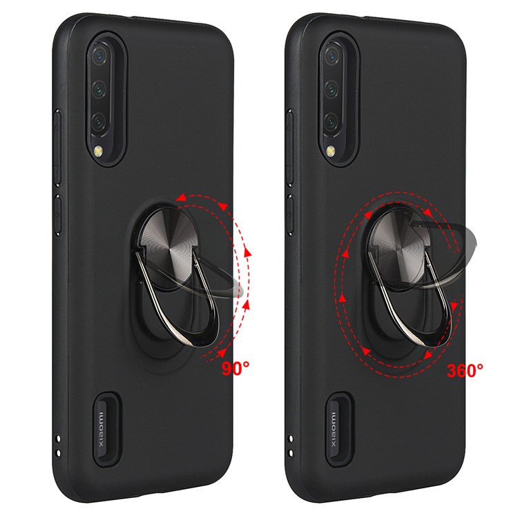 Detachable PC + TPU Hybrid Case with Finger Ring Kickstand for Xiaomi Mi CC9e / Mi A3 - Black-9