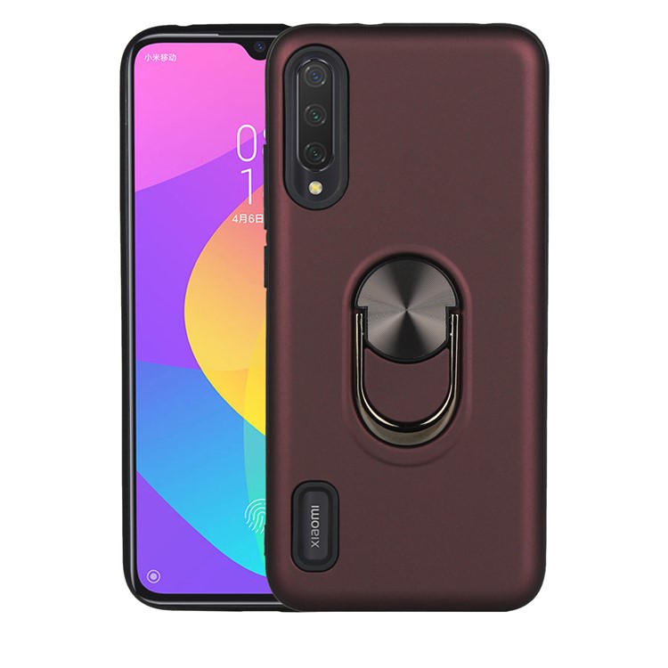 Carcasa Híbrida Desmontable PC + TPU Con Soporte De Anillo De Dedo Para Xiaomi Mi Cc9e / Mi A3 - Vino Rojo-1
