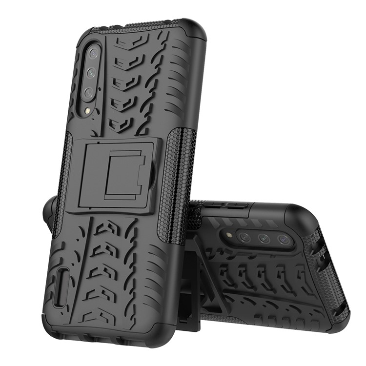 Cool Tyre Pattern PC + TPU Hybrid Phone Case with Kickstand for Xiaomi Mi CC9e/Mi A3 - All Black-2