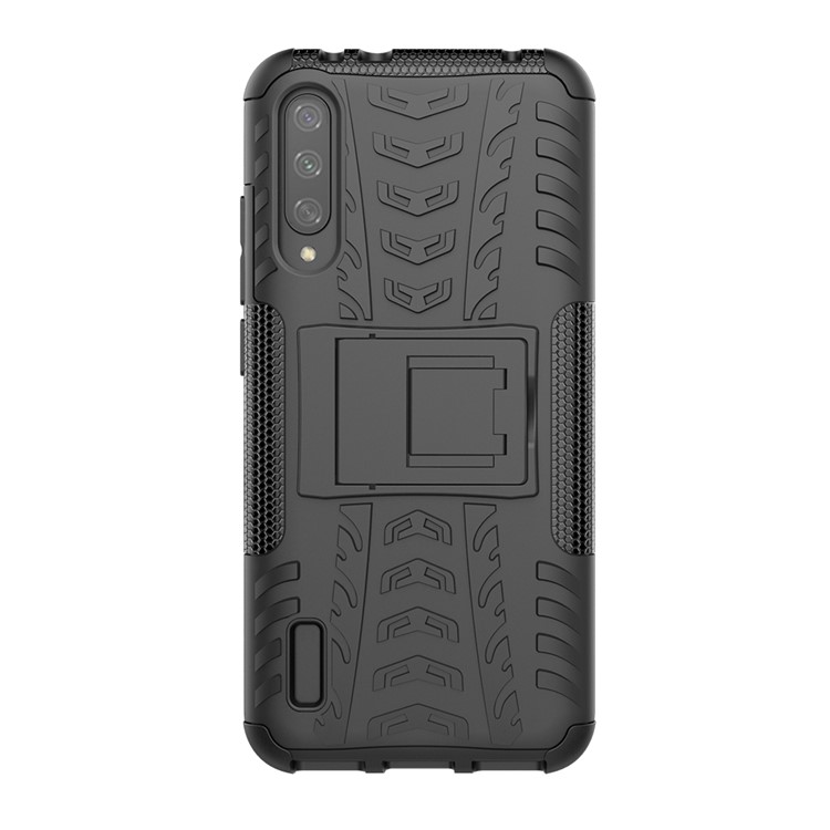 Cool Tyre Pattern PC + TPU Hybrid Phone Case with Kickstand for Xiaomi Mi CC9e/Mi A3 - All Black-3