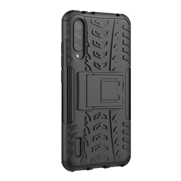 Cool Tyre Pattern PC + TPU Hybrid Phone Case with Kickstand for Xiaomi Mi CC9e/Mi A3 - All Black-8