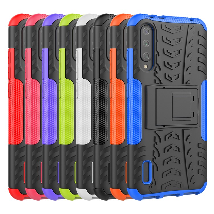 Cool Tyre Pattern PC + TPU Hybrid Phone Case with Kickstand for Xiaomi Mi CC9e/Mi A3 - All Black-9