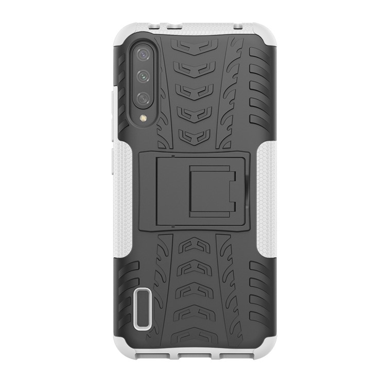 Coole Reifenmuster Pc + Tpu Hybrid Phone Case Mit Ständer Für Xiaomi Mi Cc9e / Mi A3 - Schwarz / Weiß-3