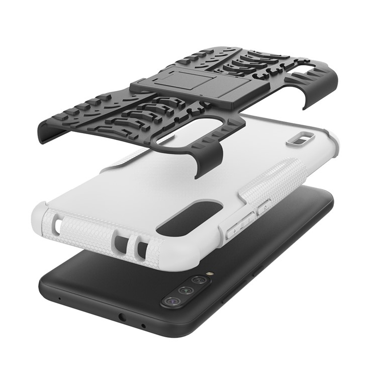 Coole Reifenmuster Pc + Tpu Hybrid Phone Case Mit Ständer Für Xiaomi Mi Cc9e / Mi A3 - Schwarz / Weiß-6