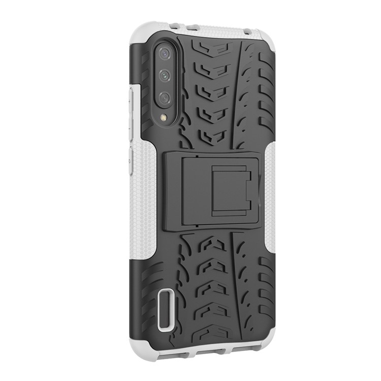 Coole Reifenmuster Pc + Tpu Hybrid Phone Case Mit Ständer Für Xiaomi Mi Cc9e / Mi A3 - Schwarz / Weiß-8