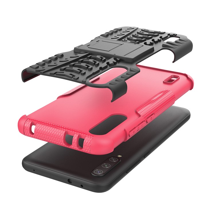 Cool Tyre Pattern PC + TPU Hybrid Phone Case with Kickstand for Xiaomi Mi CC9e/Mi A3 - Black / Rose-6