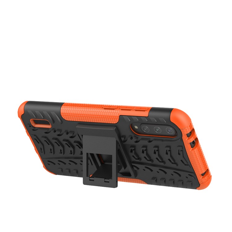 Cool Tyre Pattern PC + TPU Hybrid Phone Case with Kickstand for Xiaomi Mi CC9e/Mi A3 - Black / Orange-5