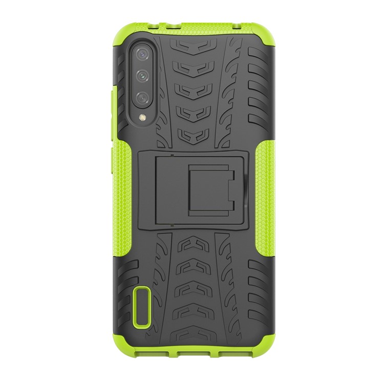 Cool Tyre Pattern PC + TPU Hybrid Phone Case with Kickstand for Xiaomi Mi CC9e/Mi A3 - Black / Green-3