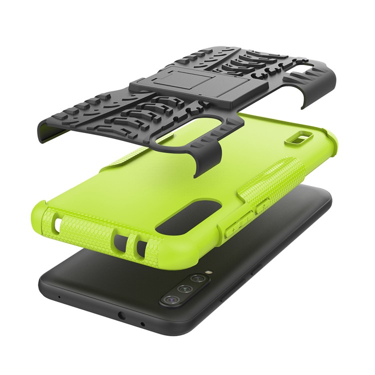 Cool Tyre Pattern PC + TPU Hybrid Phone Case with Kickstand for Xiaomi Mi CC9e/Mi A3 - Black / Green-6