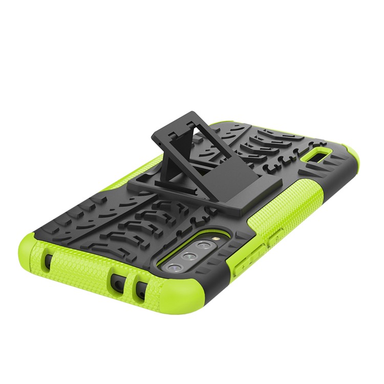 Cool Tyre Pattern PC + TPU Hybrid Phone Case with Kickstand for Xiaomi Mi CC9e/Mi A3 - Black / Green-7
