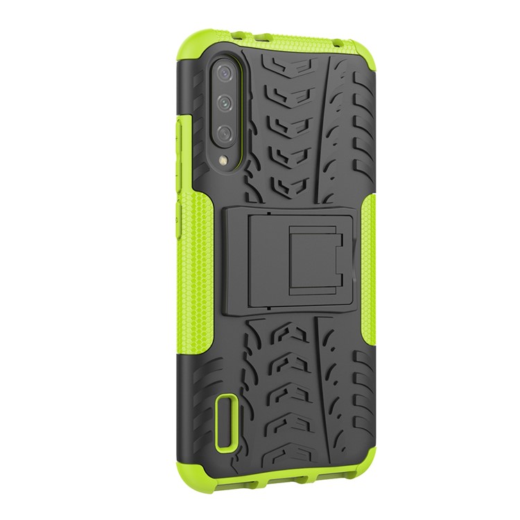 Cool Tyre Pattern PC + TPU Hybrid Phone Case with Kickstand for Xiaomi Mi CC9e/Mi A3 - Black / Green-8