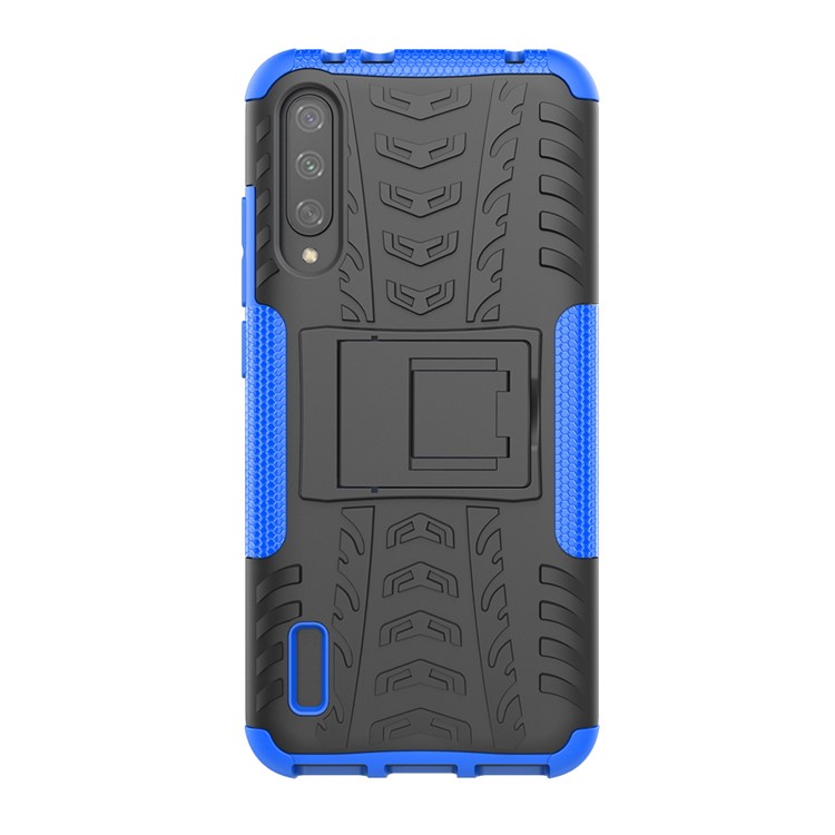 Cool Tyre Pattern PC + TPU Hybrid Phone Case with Kickstand for Xiaomi Mi CC9e/Mi A3 - Black / Blue-3