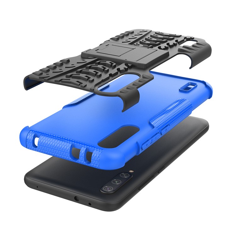 Cool Tyre Pattern PC + TPU Hybrid Phone Case with Kickstand for Xiaomi Mi CC9e/Mi A3 - Black / Blue-6