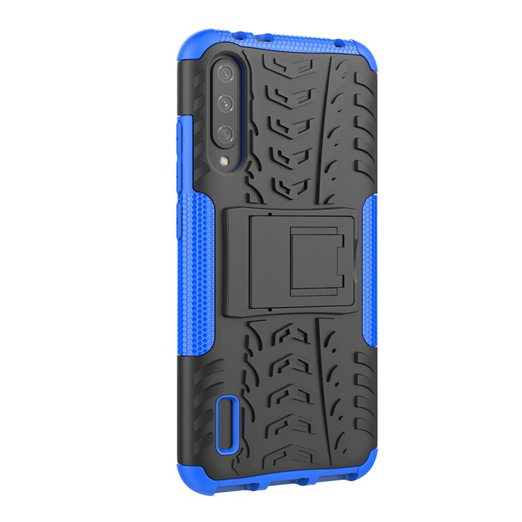 Cool Tyre Pattern PC + TPU Hybrid Phone Case with Kickstand for Xiaomi Mi CC9e/Mi A3 - Black / Blue-8