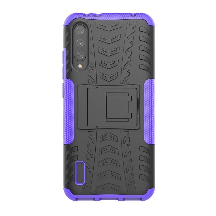 Cool Tyre Pattern PC + TPU Hybrid Phone Case with Kickstand for Xiaomi Mi CC9e/Mi A3 - Black / Purple-2