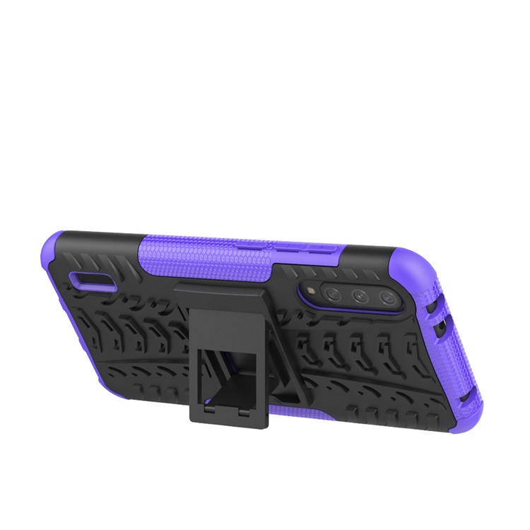 Cool Tyre Pattern PC + TPU Hybrid Phone Case with Kickstand for Xiaomi Mi CC9e/Mi A3 - Black / Purple-4