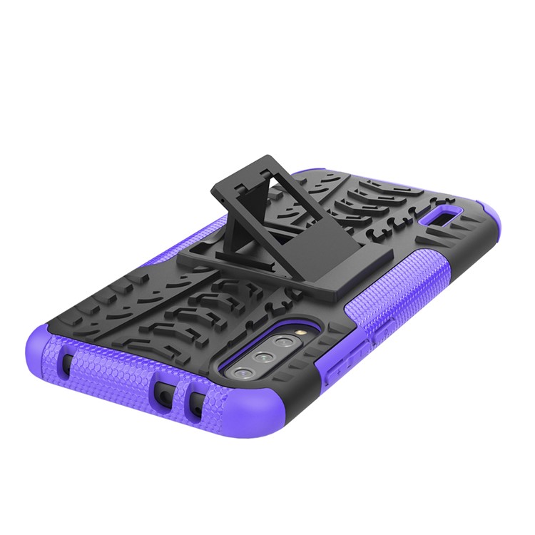 Cool Tyre Pattern PC + TPU Hybrid Phone Case with Kickstand for Xiaomi Mi CC9e/Mi A3 - Black / Purple-6