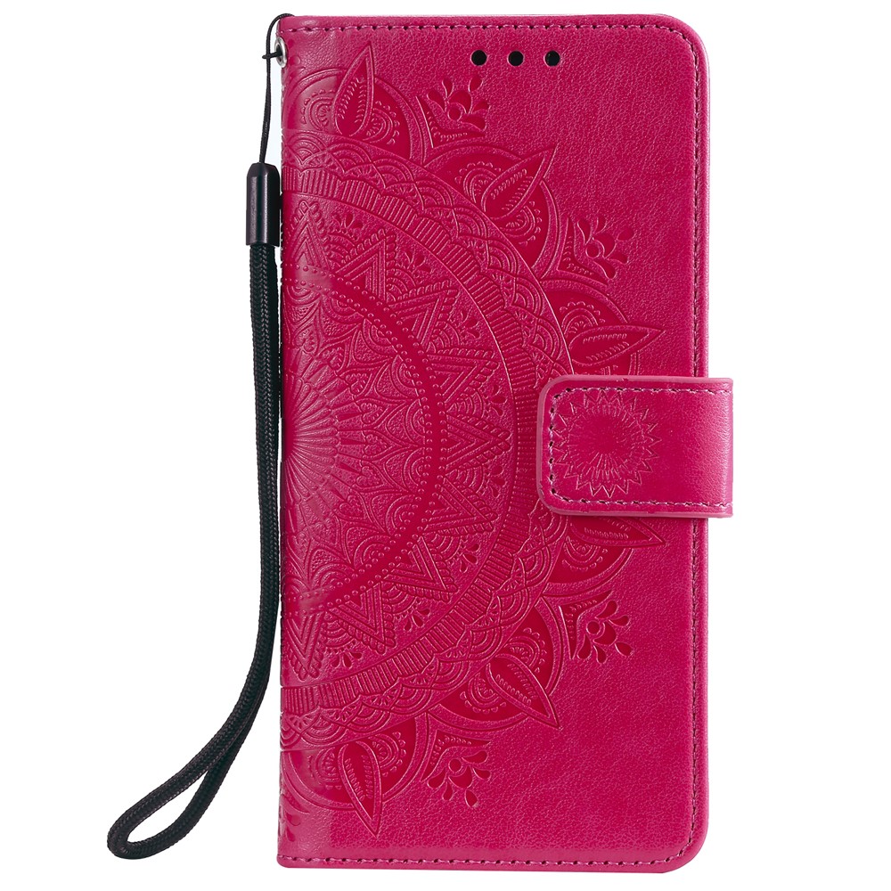 Imprint Flower Leather Wallet Case for Xiaomi Mi CC9e / Mi A3 - Rose-2
