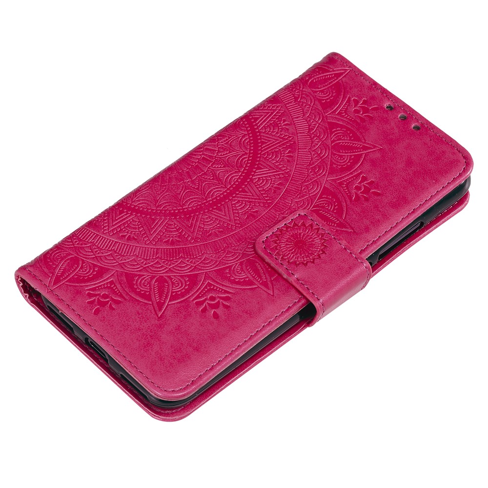 Imprint Flower Leather Wallet Case for Xiaomi Mi CC9e / Mi A3 - Rose-5
