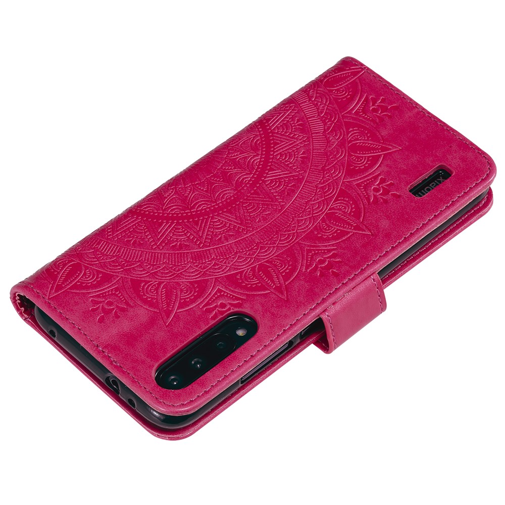 Imprint Flower Leather Wallet Case for Xiaomi Mi CC9e / Mi A3 - Rose-6
