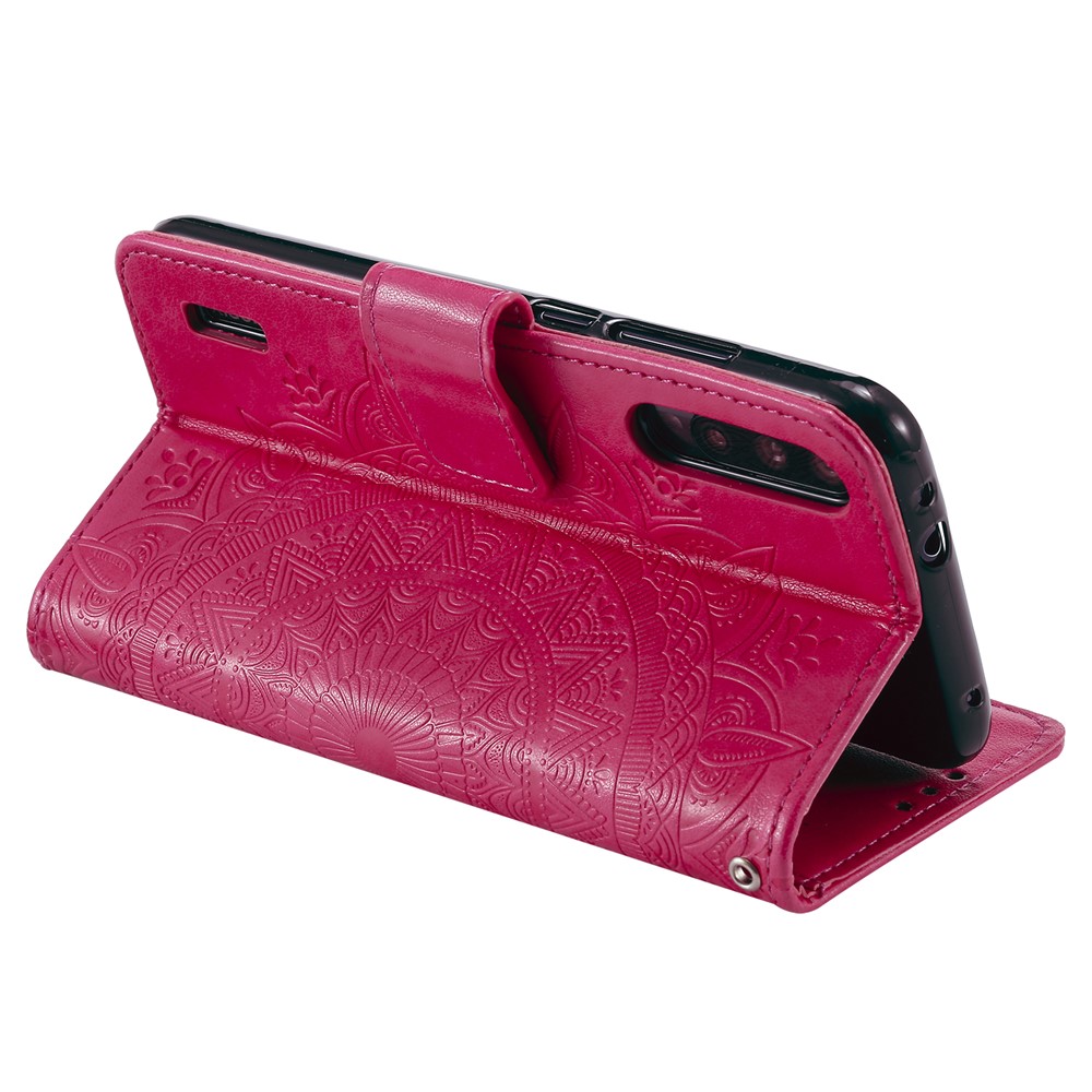 Imprint Flower Leather Wallet Case for Xiaomi Mi CC9e / Mi A3 - Rose-7