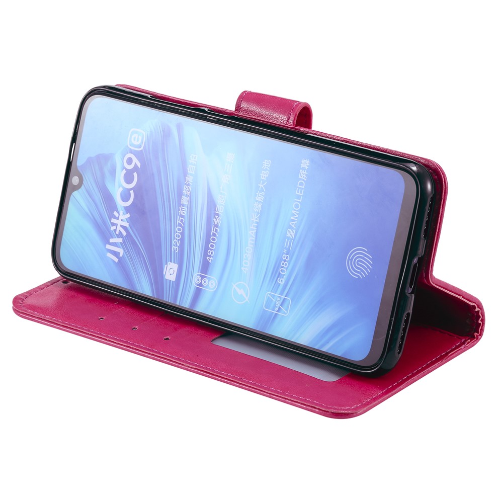 Imprint Flower Leather Wallet Case for Xiaomi Mi CC9e / Mi A3 - Rose-8