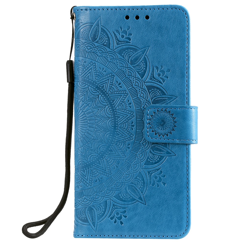 Imprint Flower Leather Wallet Case for Xiaomi Mi CC9e / Mi A3 - Blue-2
