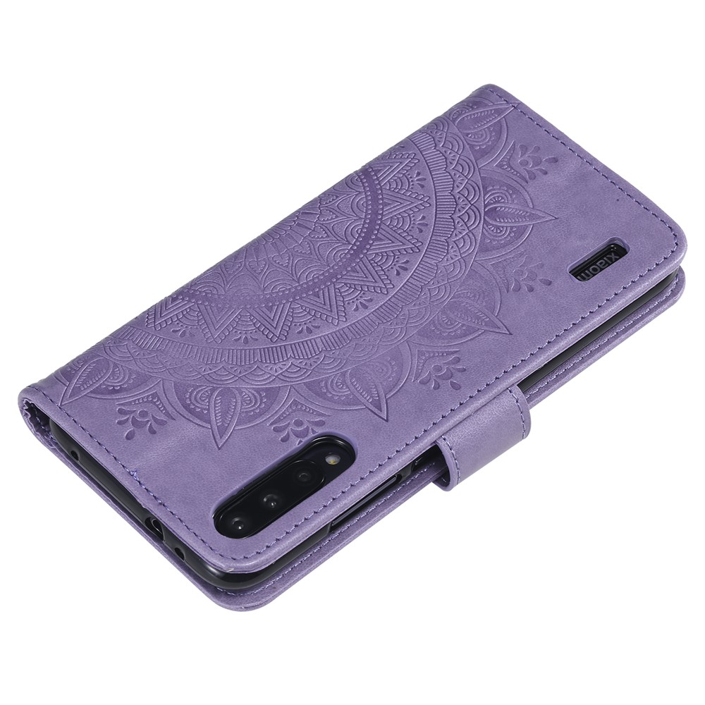 Imprint Flower Leather Wallet Case for Xiaomi Mi CC9e / Mi A3 - Purple-6