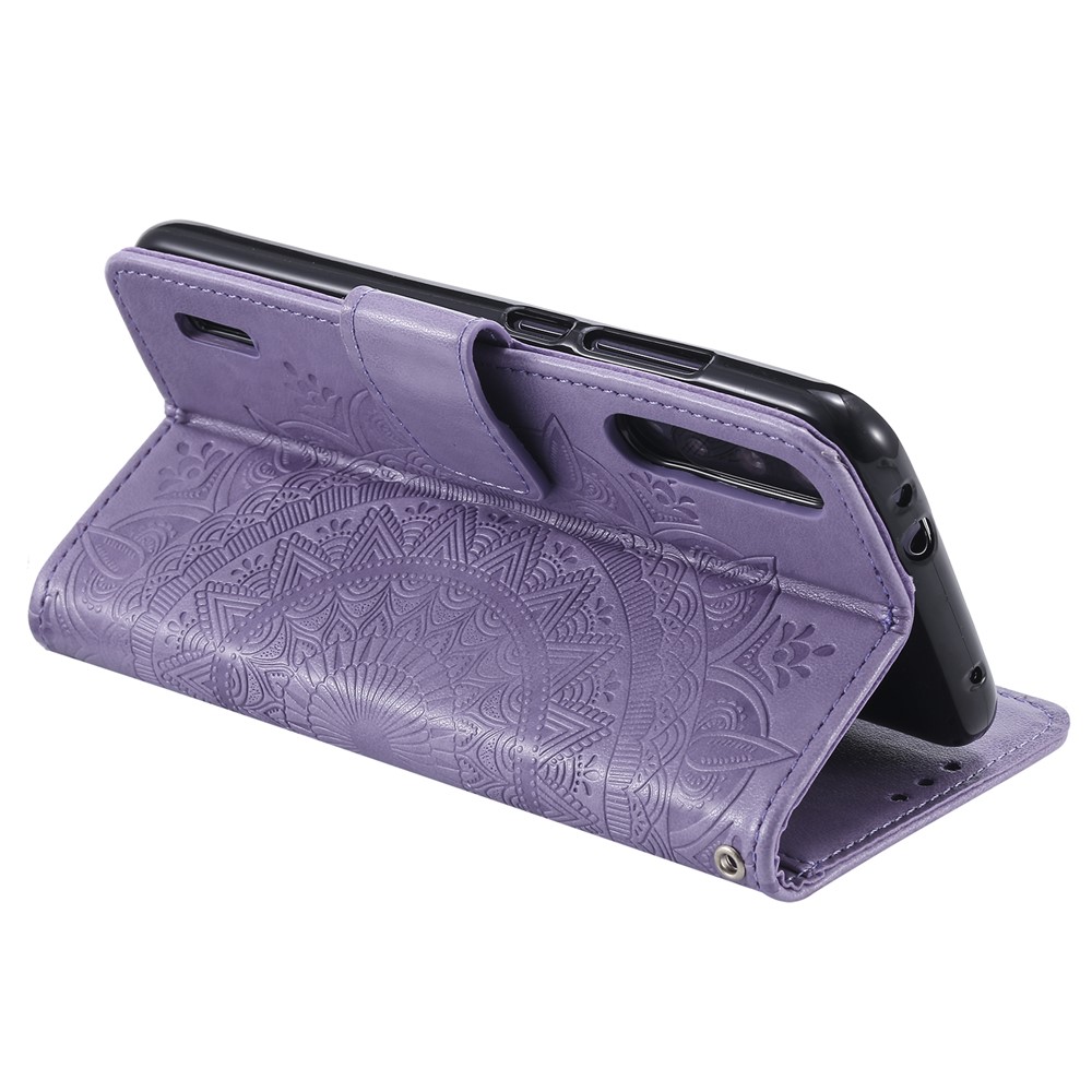 Imprint Flower Leather Wallet Case for Xiaomi Mi CC9e / Mi A3 - Purple-7