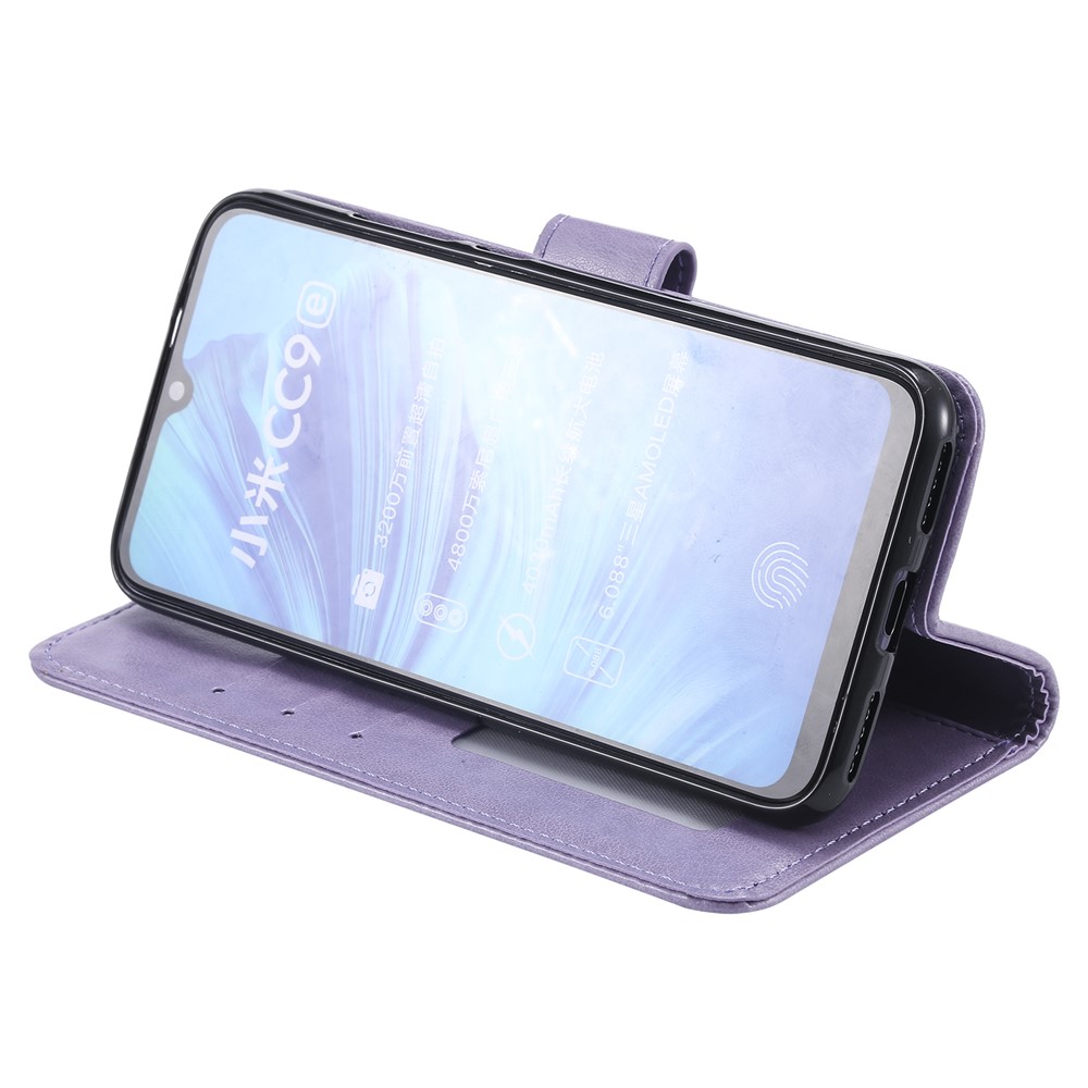 Imprint Flower Leather Wallet Case for Xiaomi Mi CC9e / Mi A3 - Purple-8