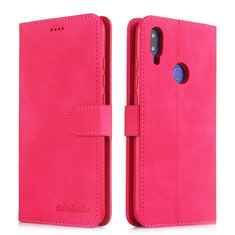 DIAOBAOLEE Leather Wallet Stand Phone Casing for Xiaomi Redmi Note 7/Note 7 Pro (India)/Note 7S - Rose