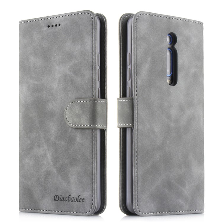 DIAOBAOLEE PU Leather Wallet Phone Case for Xiaomi Redmi K20/K20 Pro/Mi 9T Pro/Mi 9T - Grey