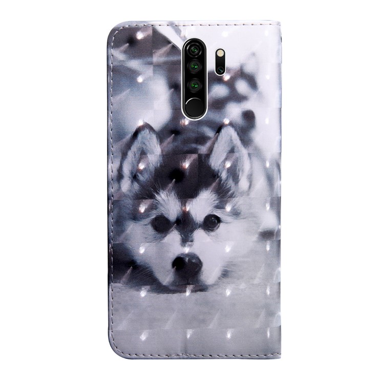 Light Spot Decor Pattern Printing Cover Leather Wallet Phone Shell for Xiaomi Redmi Note 8 Pro - Dog-3