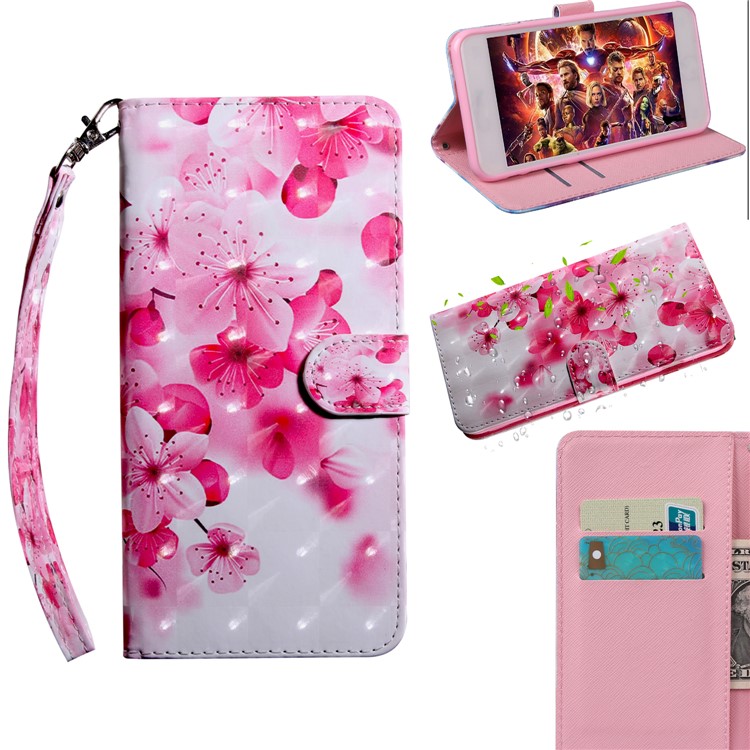 Light Spot Decor Pattern Printing Cover Leather Wallet Phone Shell for Xiaomi Redmi Note 8 Pro - Flower-1
