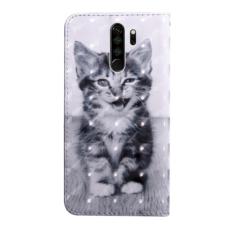 Light Spot Decor Pattern Printing Cover Leather Wallet Phone Shell for Xiaomi Redmi Note 8 Pro - Cat-3